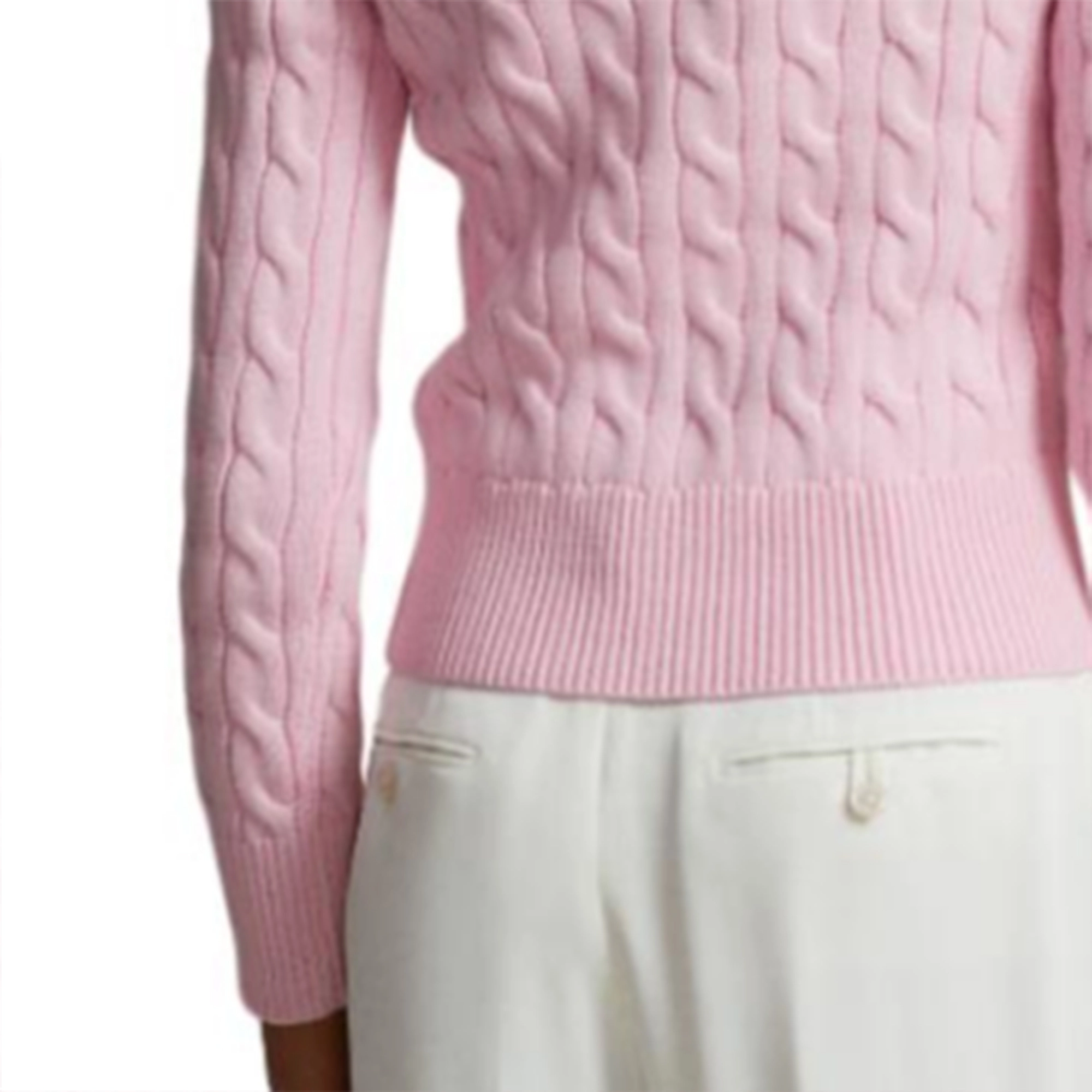 Polo Ralph Lauren Cable-Knit Cotton Crewneck Cardigan Logo