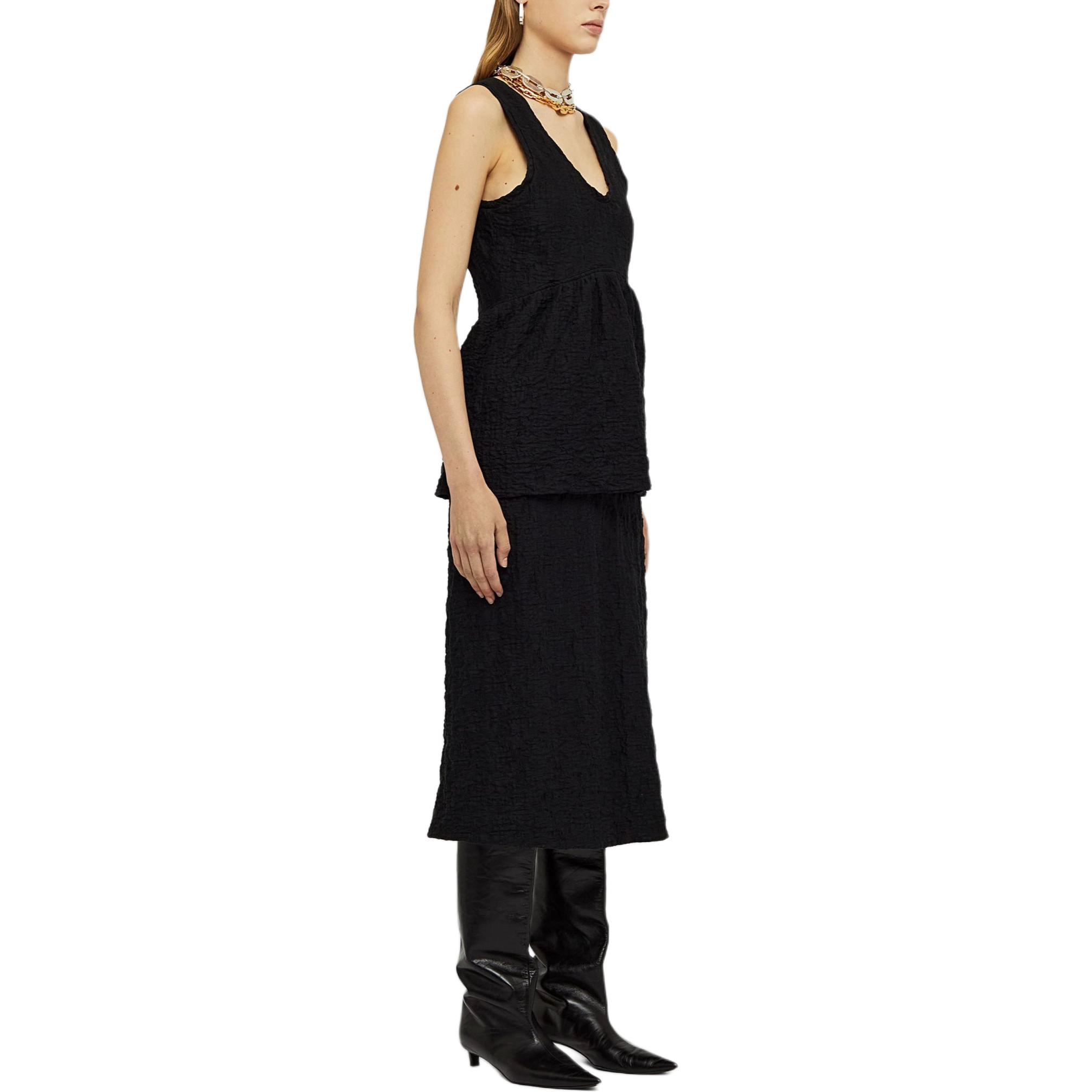 JIL SANDER SS24 Sleeveless Cotton Dress With Balloon Basque