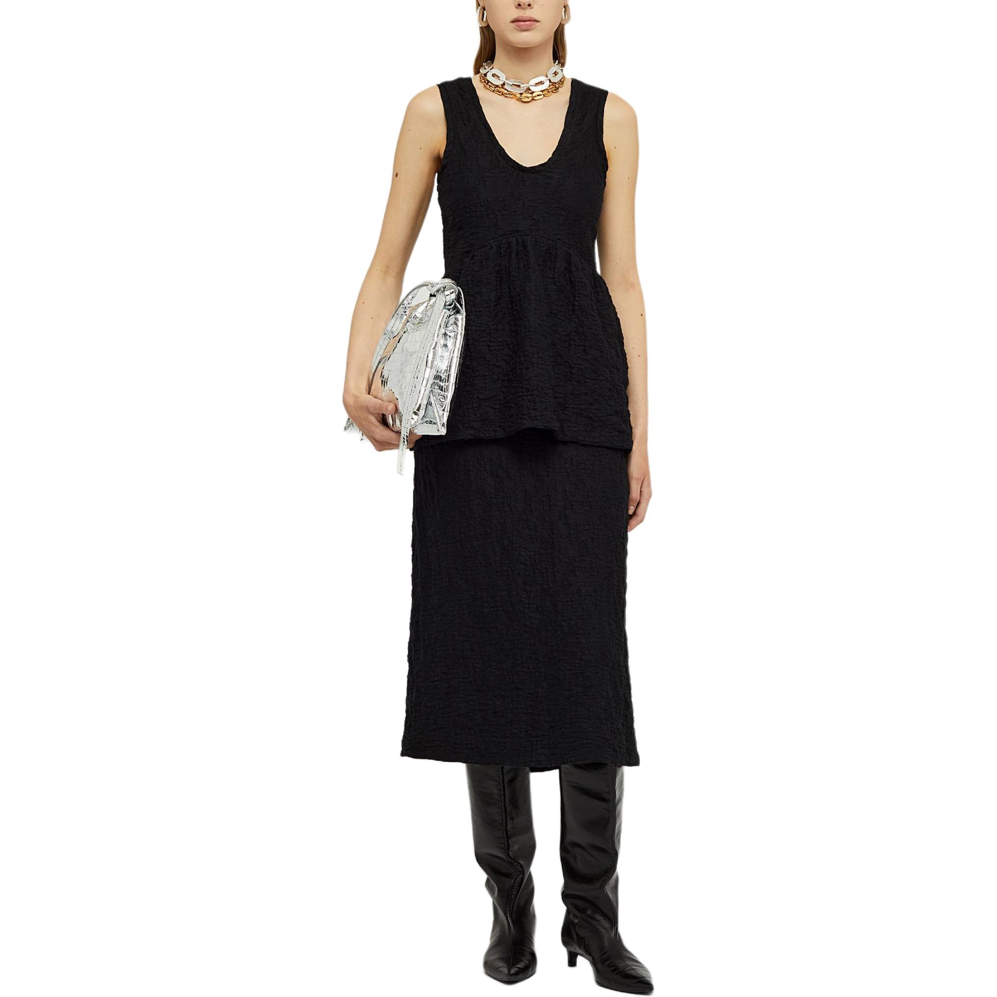 JIL SANDER SS24 Sleeveless Cotton Dress With Balloon Basque