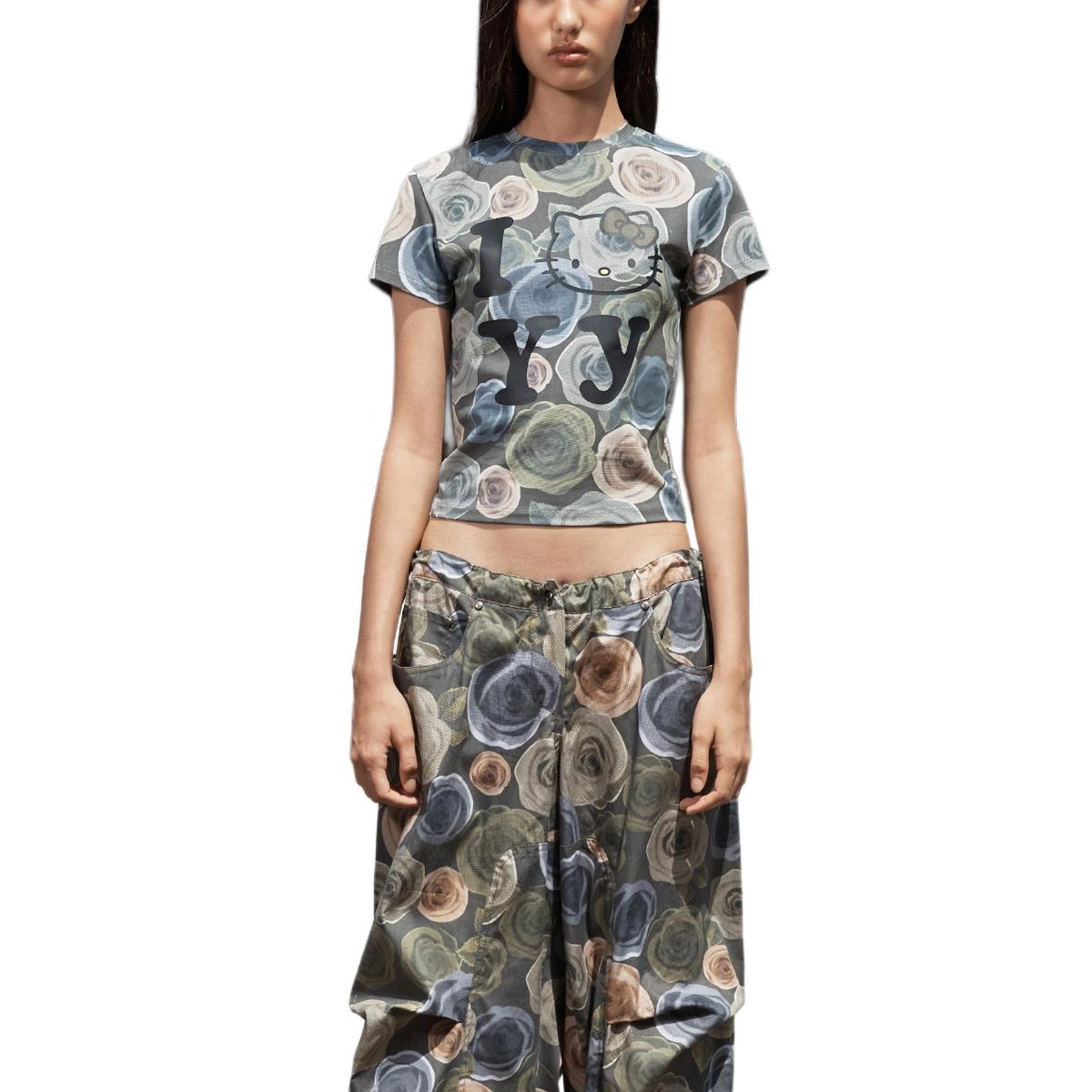 Open Yy x HELLO KITTY BABY TEE T KHAKI