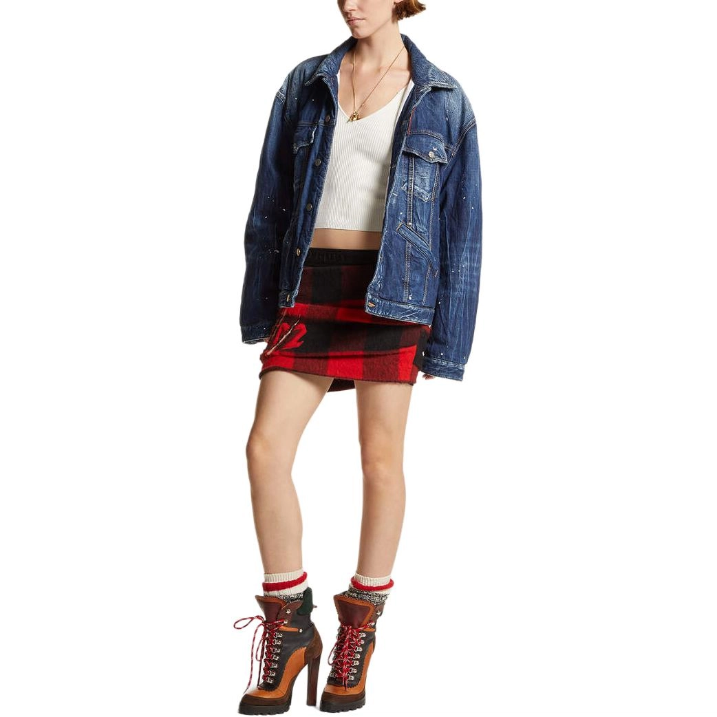 DSQUARED 2 Blue Spots Padded Maxi Jean Jacket