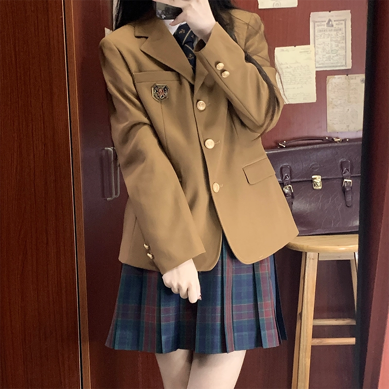 东鲸岁时记 经典学院风格纹百褶短款半身裙 圣诞红格