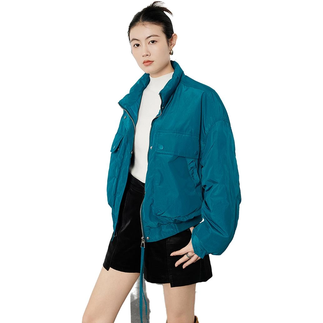 美洋 纯色假口袋拉链短款羽绒服 女款