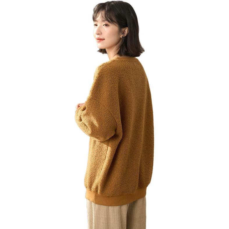 茵曼 圆领套头字母印花长袖卫衣 女款 咖啡色