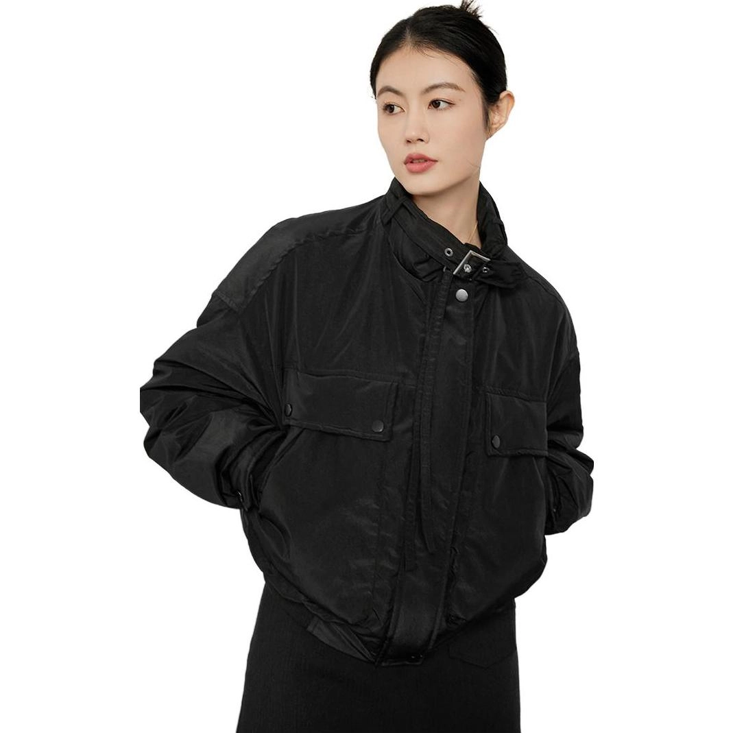 美洋 纯色假口袋拉链短款羽绒服 女款