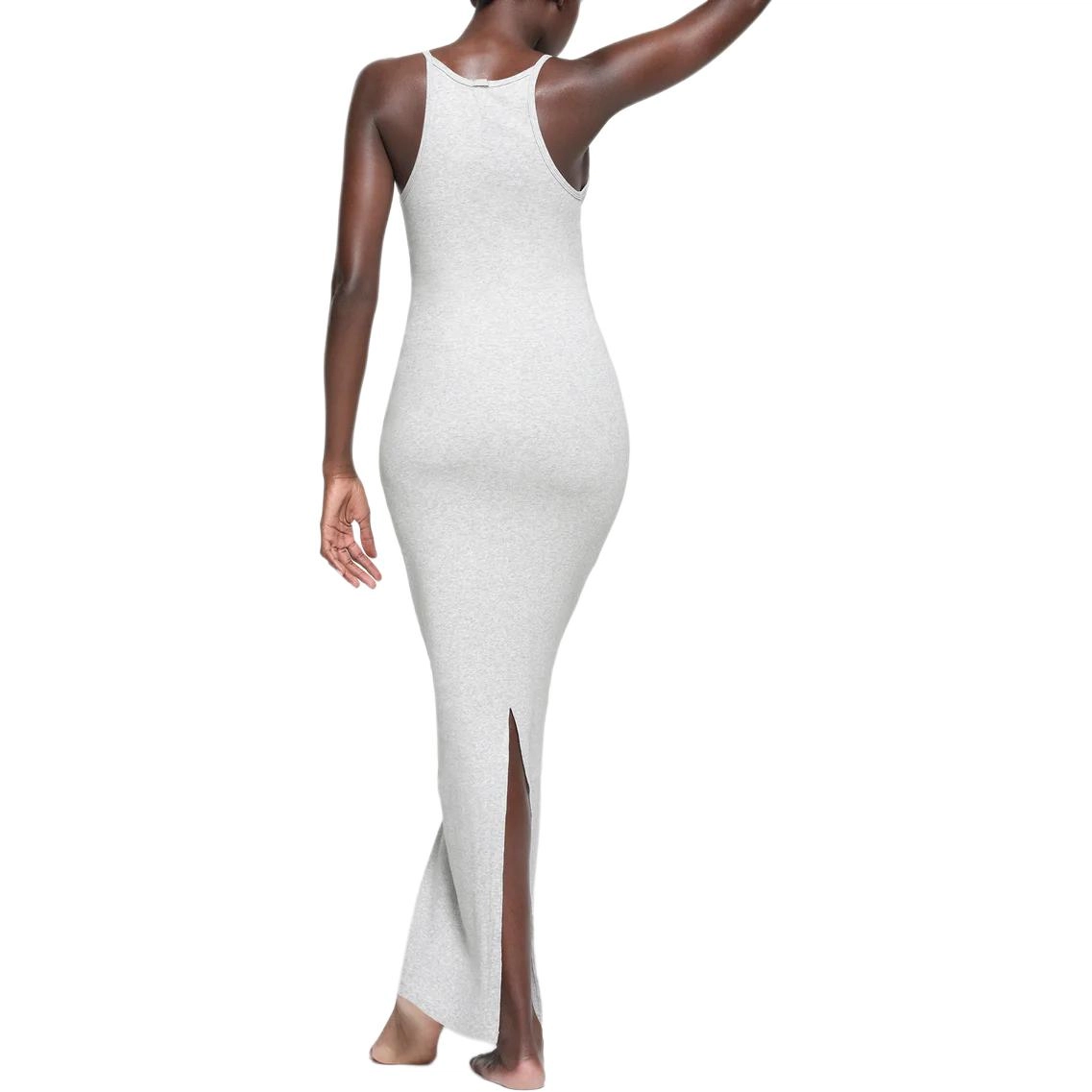 SKIMS SS24 COTTON RIB LONG CAMI DRESS LIGHT HEATHER GREY