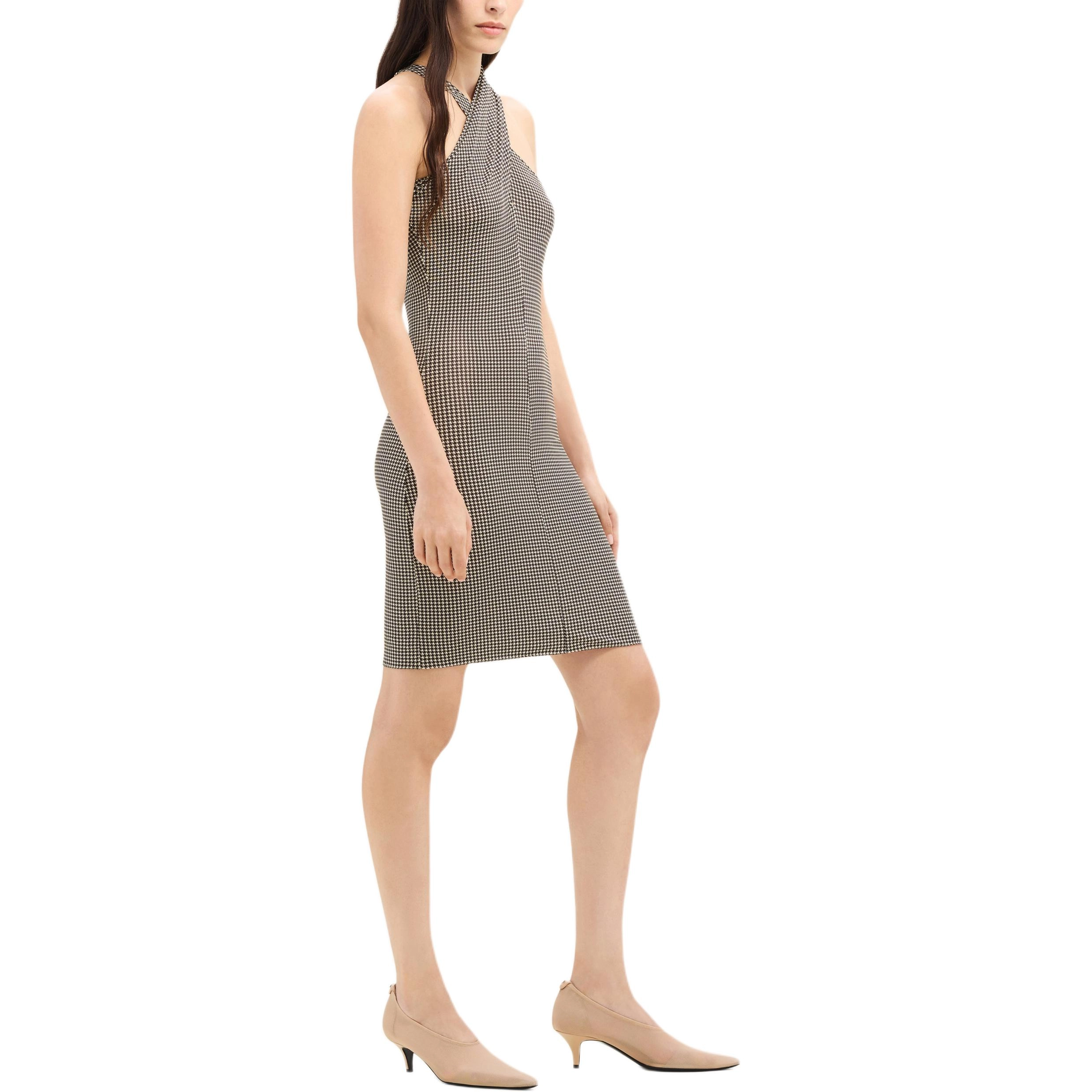 COURREGES FW24 CRISS CROSS MINI JERSEY DRESS Natural Mud Brown