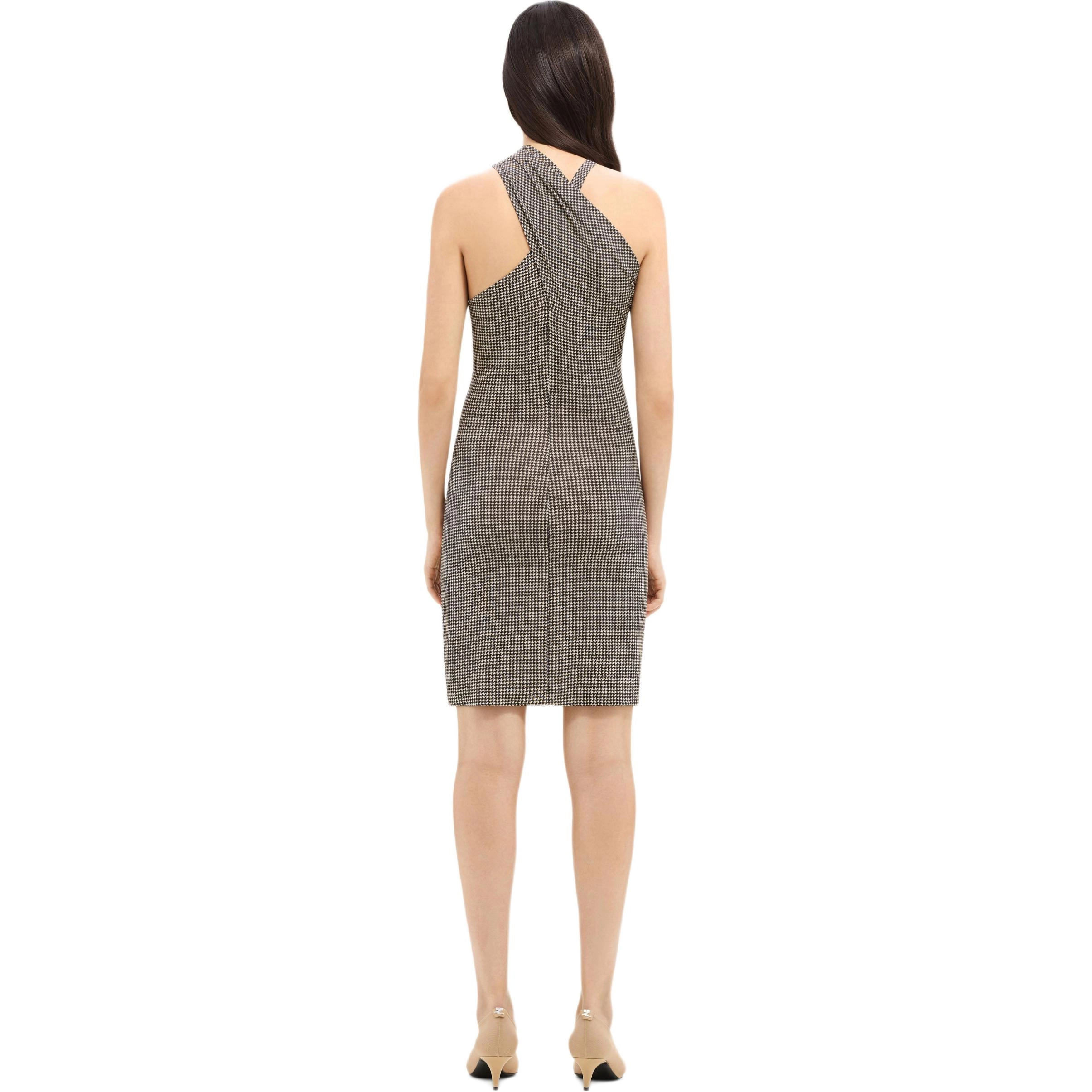 COURREGES FW24 CRISS CROSS MINI JERSEY DRESS Natural Mud Brown