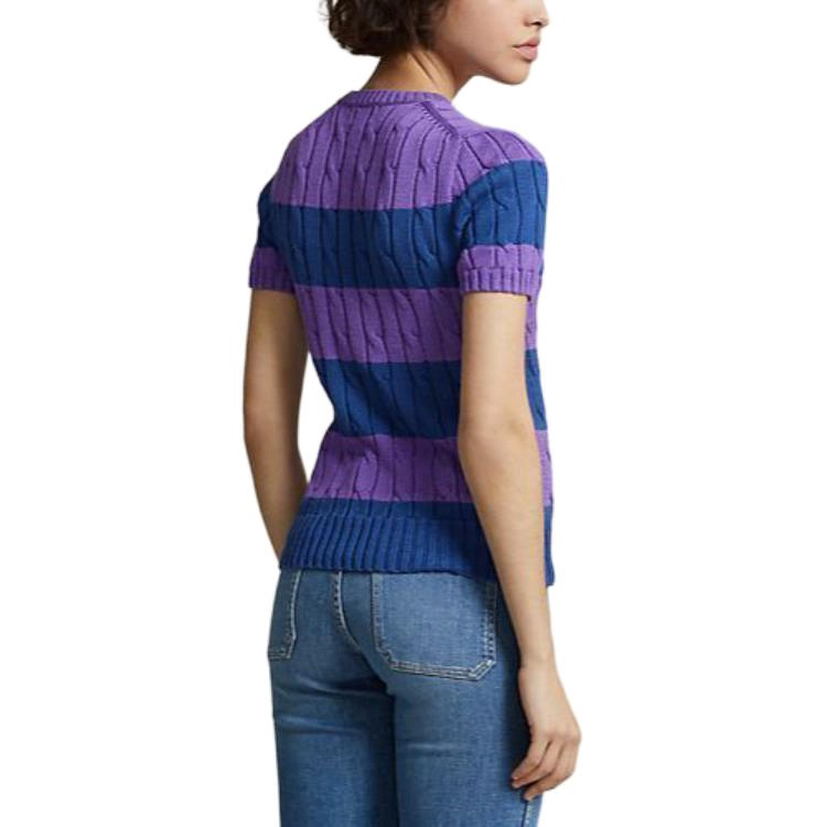 Polo Ralph Lauren Striped Cable-Knit Short-Sleeve Sweater