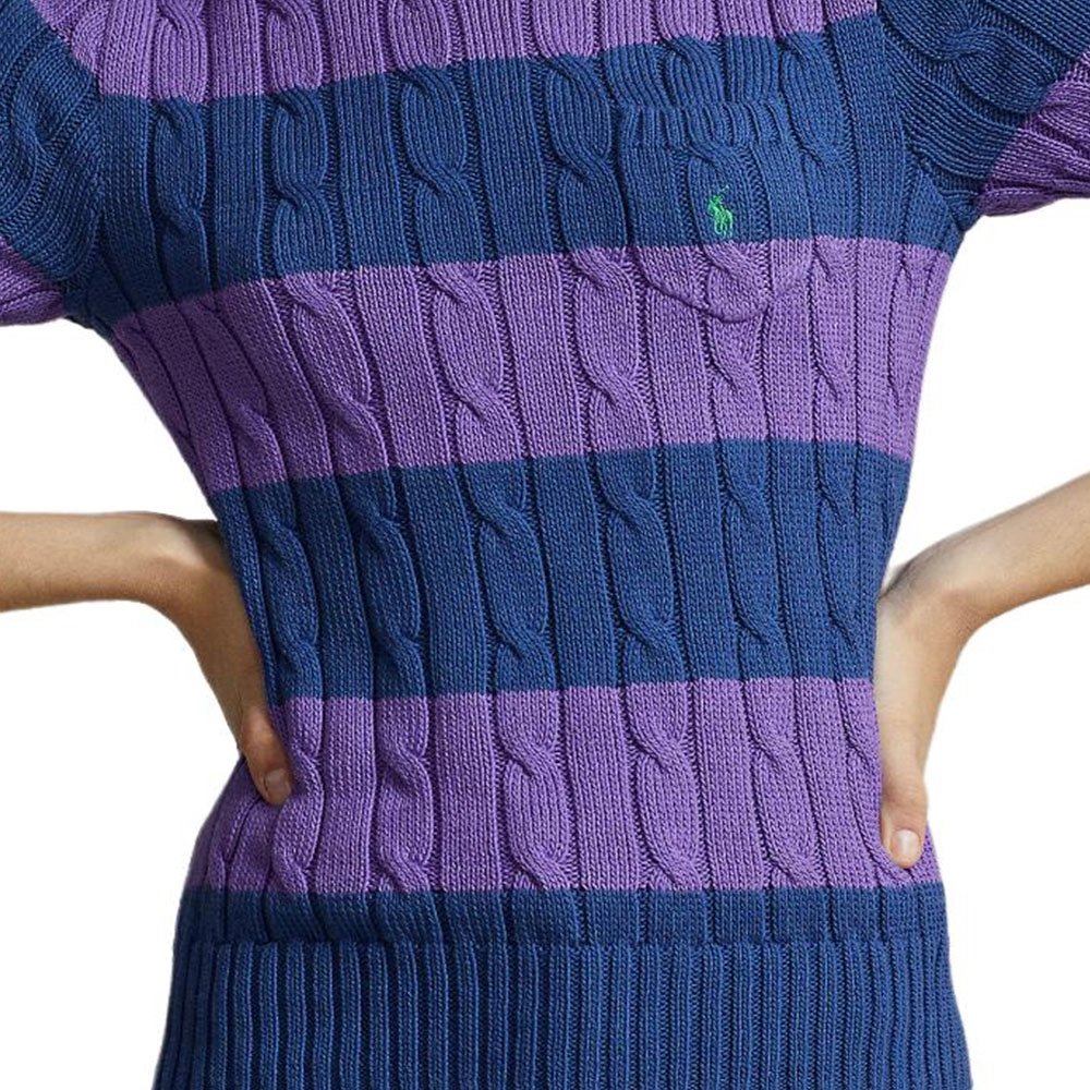 Polo Ralph Lauren Striped Cable-Knit Short-Sleeve Sweater