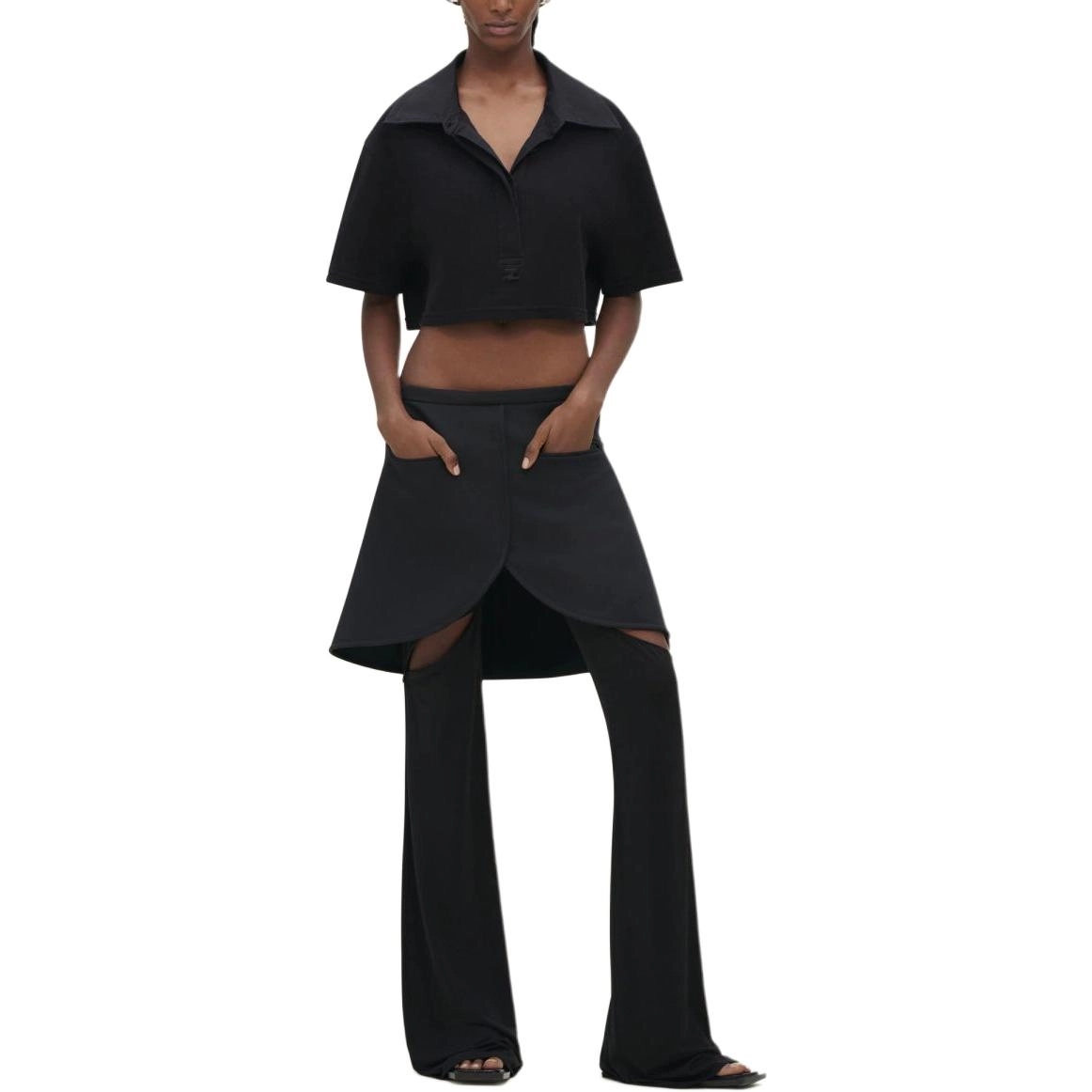 COURREGES SS24 COTTON CROPPED POLO Polo BLACK