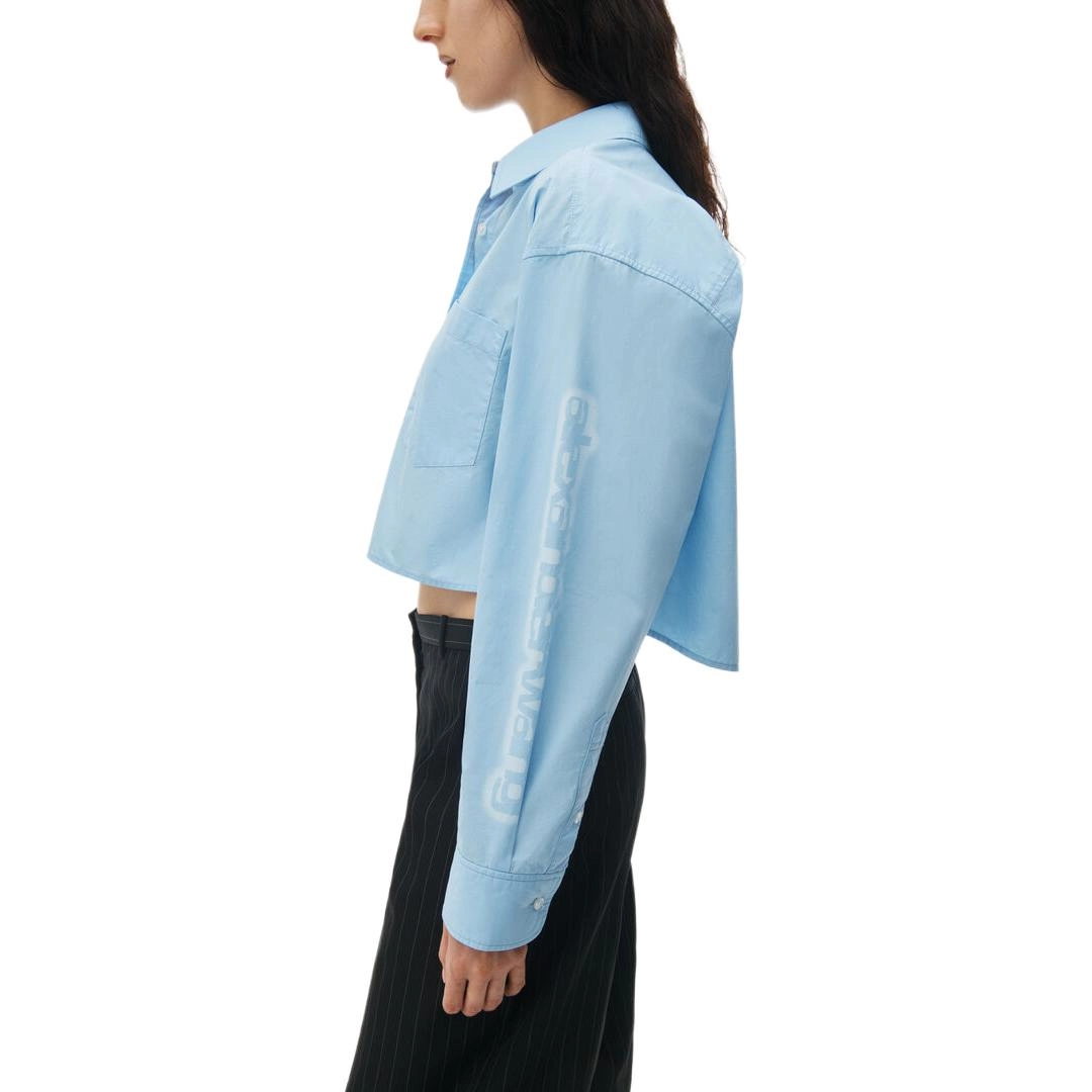 alexander wang Halo Print Cropped Button-Up Shirt
