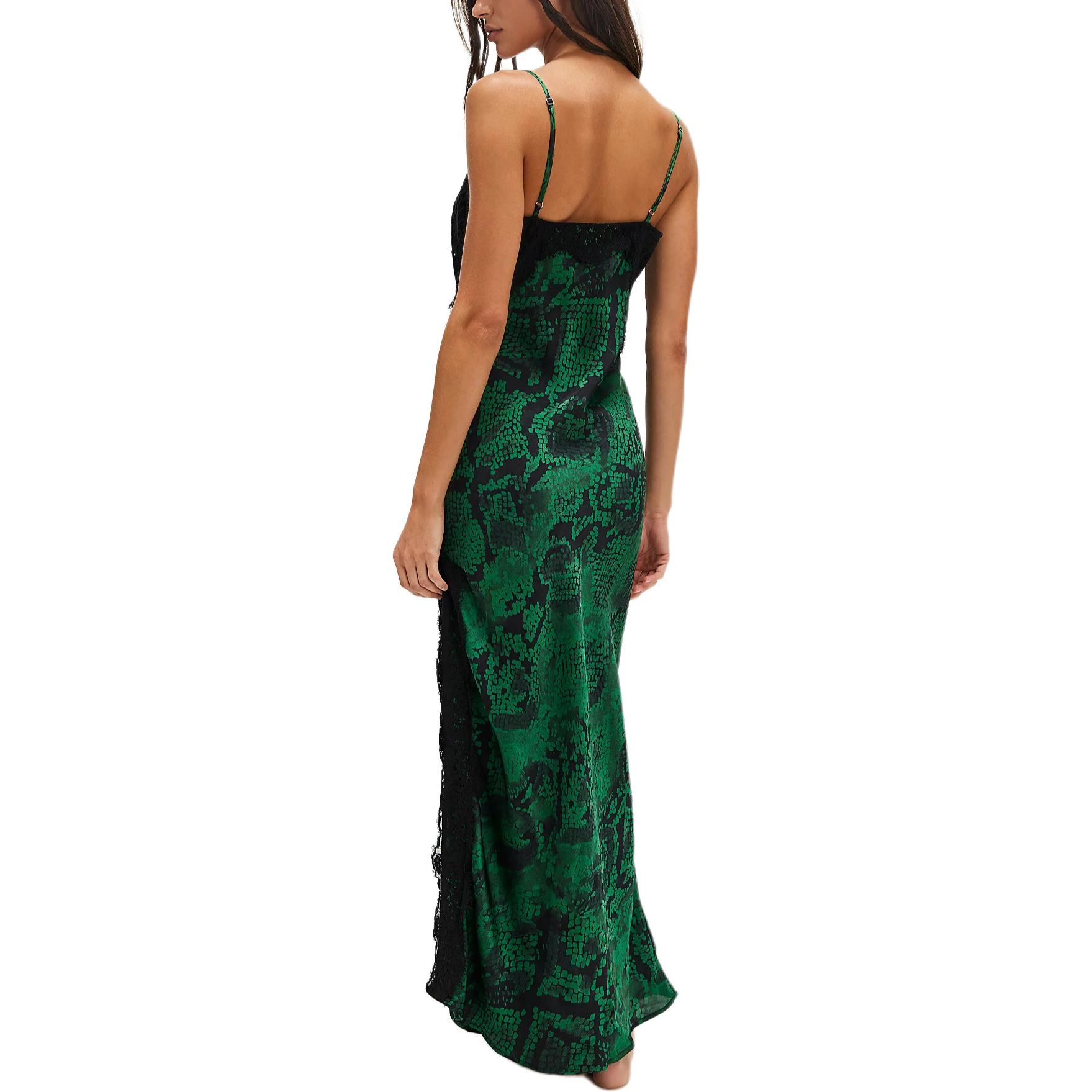 FREE PEOPLE Casablanca Slip Dress Emerald Viper