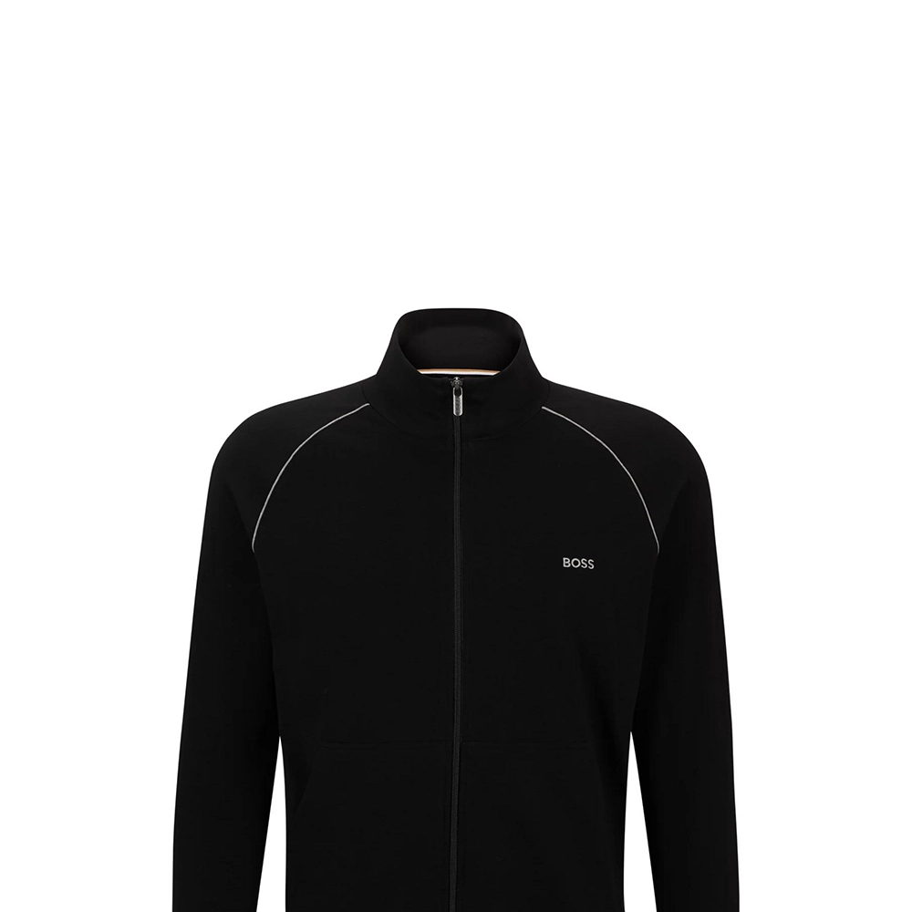 HUGO BOSS Stretch Cotton Zip Up Jacket With Logo Detail