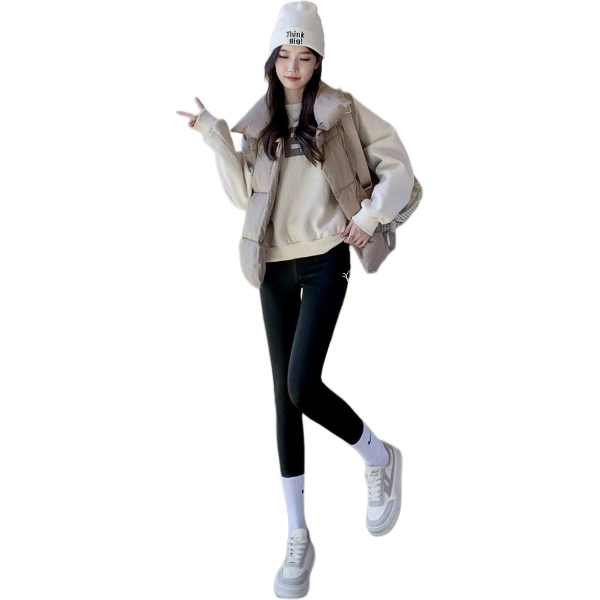 惟熙 休闲高腰修身九分打底裤 女款 黑色