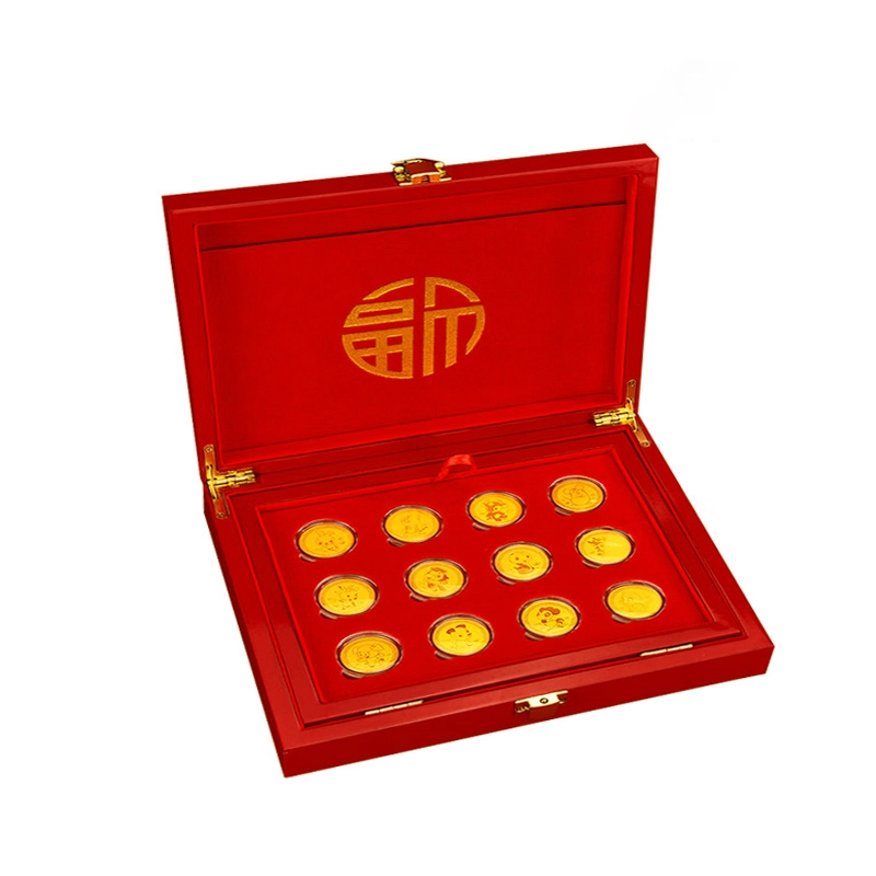 凤庙珠宝 龙年十二生肖纪念黄金摆件商务收藏品增值储蓄复古新中式国潮生肖本命年 足金 投资类 金条金币 男女同款情侣款 礼盒