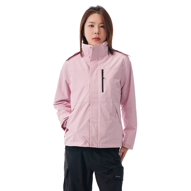 美力城  拉链宽松连帽简约通勤  防风防泼水冲锋衣 女款 冰雾粉