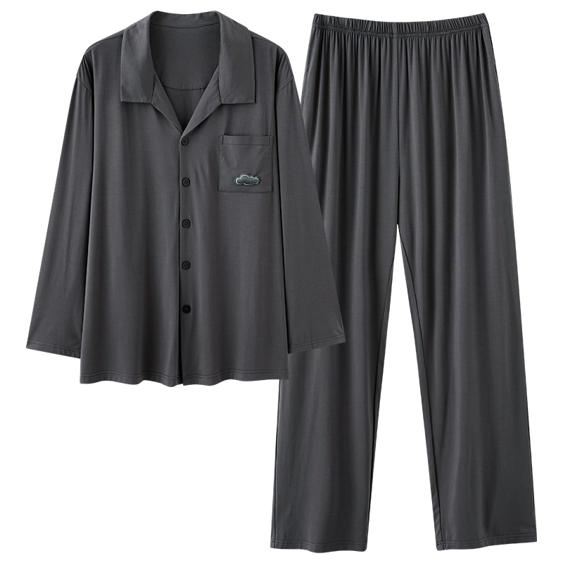 帕兰朵 简约翻领开衫家居服睡衣套装 男款