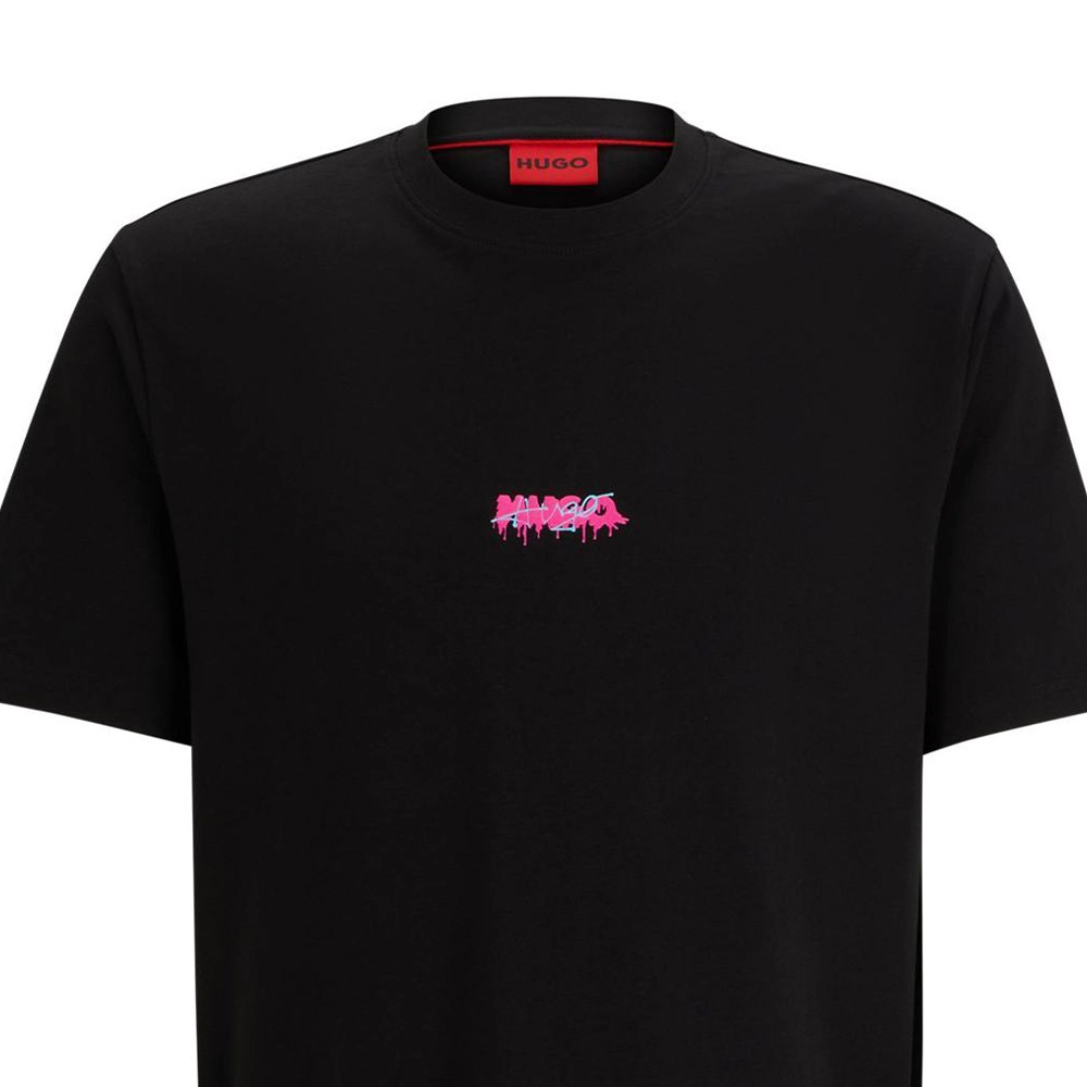 HUGO BOSS COTTON-JERSEY RELAXED-FIT T-SHIRT WITH DOUBLE LOGO T