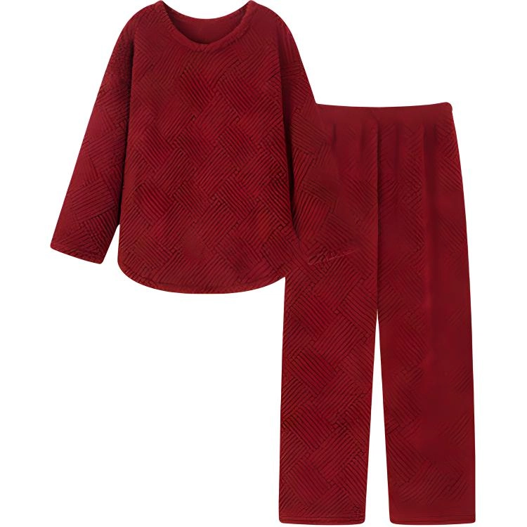 秀黛 珊瑚绒家居服加厚喜庆家居服睡衣套装 女款 红色