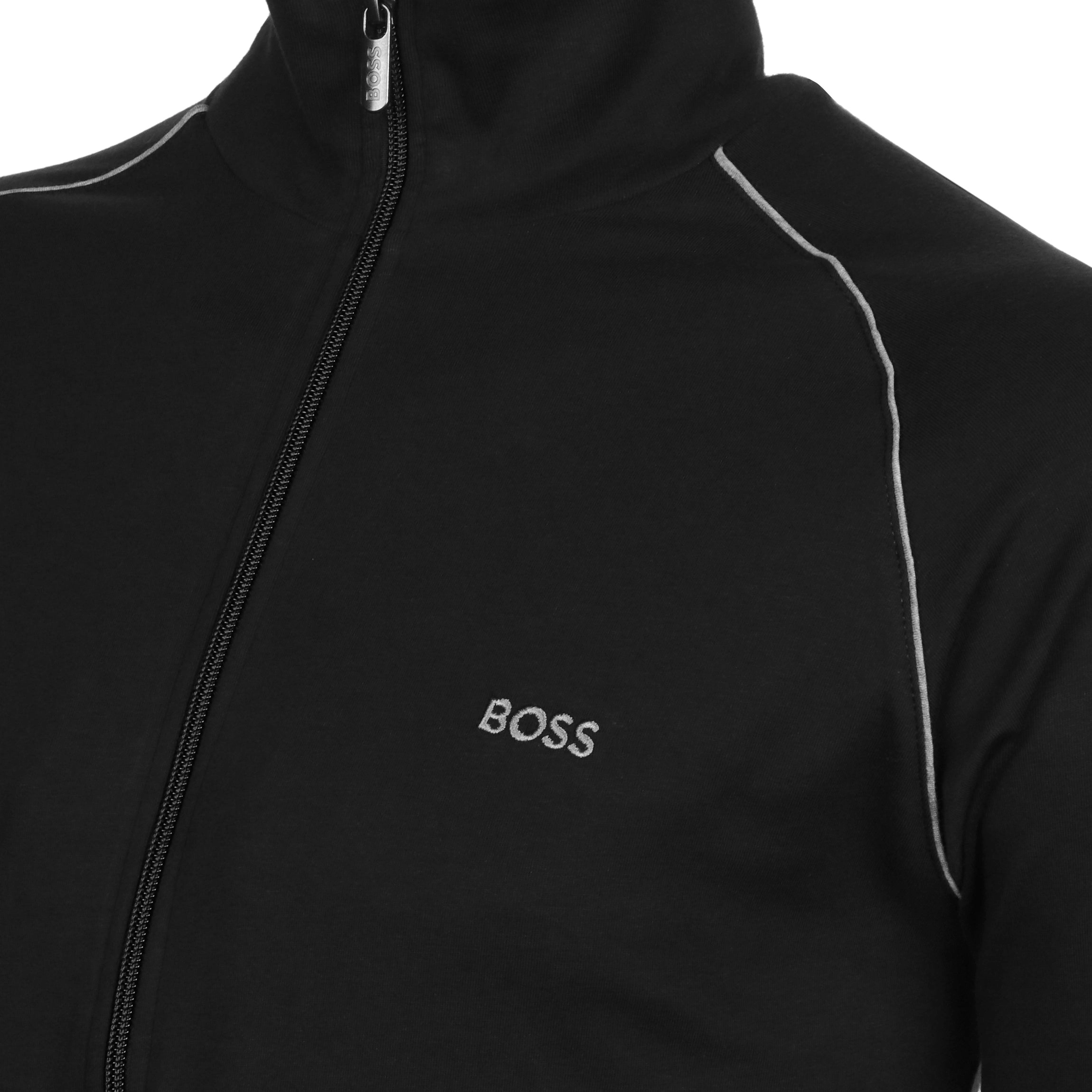 HUGO BOSS Stretch Cotton Zip Up Jacket With Logo Detail