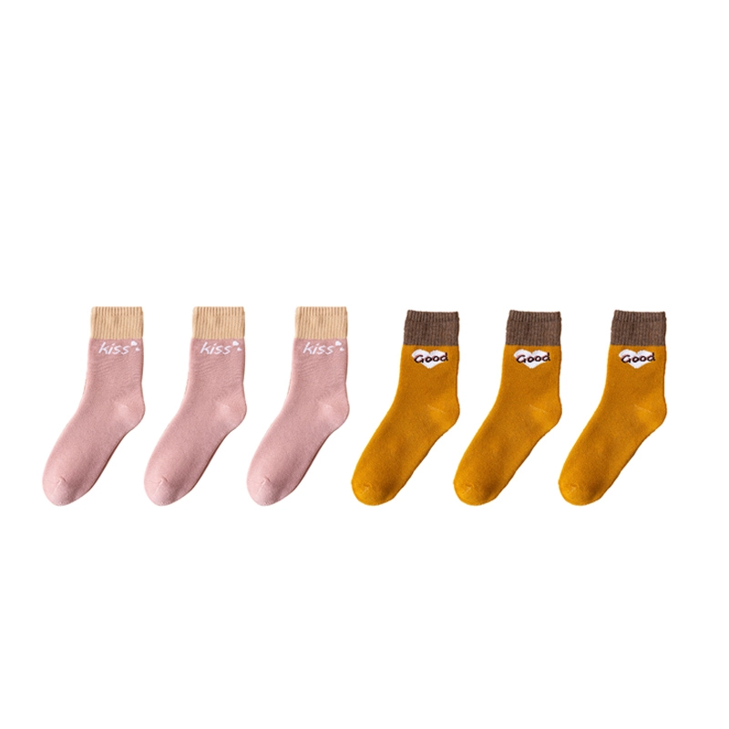 棉基因 加厚毛圈防寒保暖简约中筒袜 女款 组合装