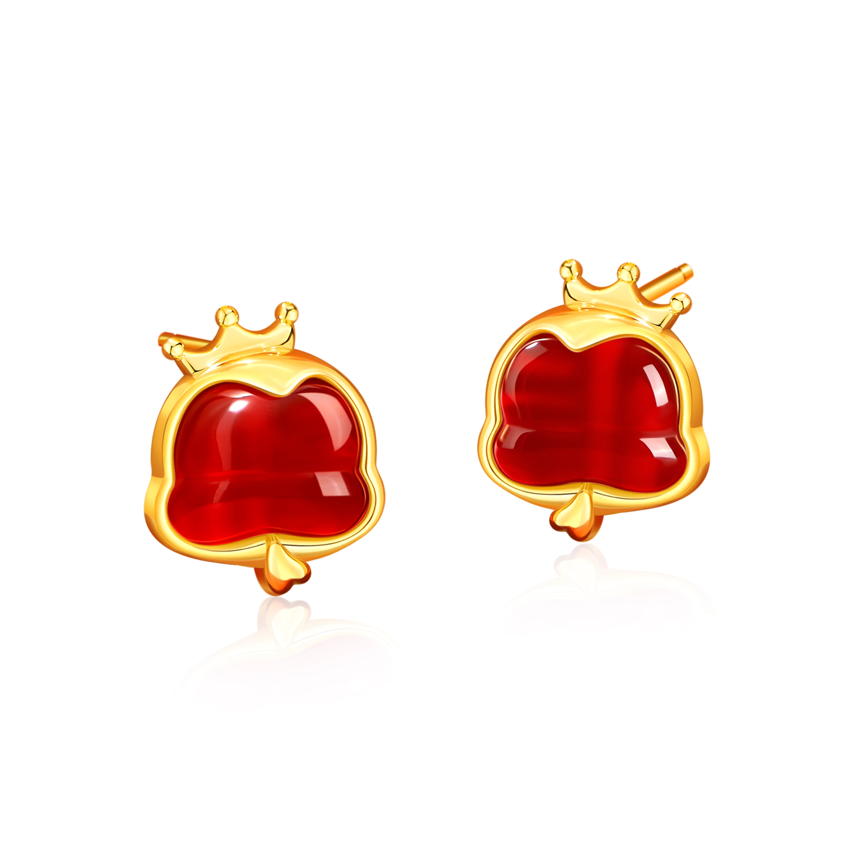 中国黄金 央创时尚 红运灵蛇耳饰 新中式 古风本命年 轻奢小众设计感 简约百搭#好运 玛瑙 耳钉 女款