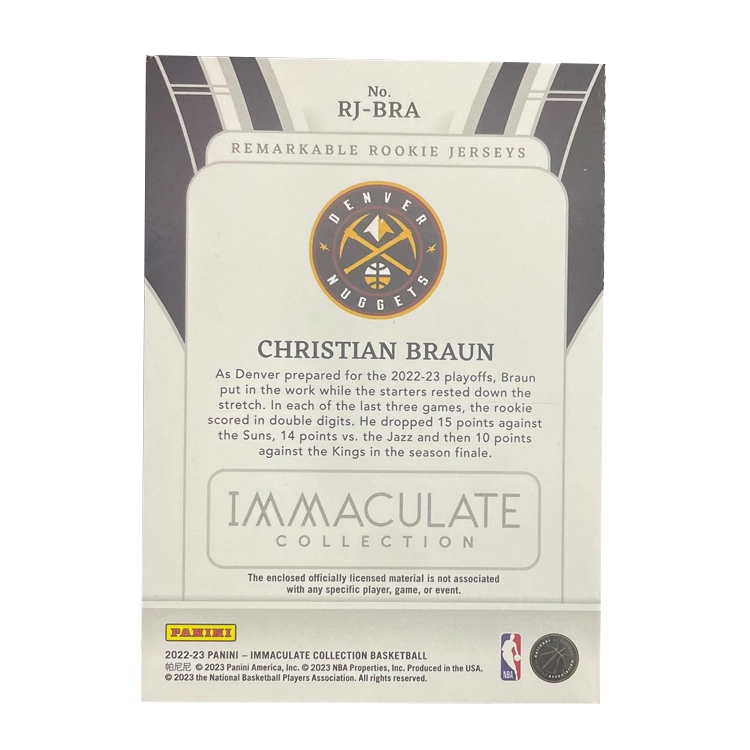 PANINI 2022-23 immaculate rc 8599