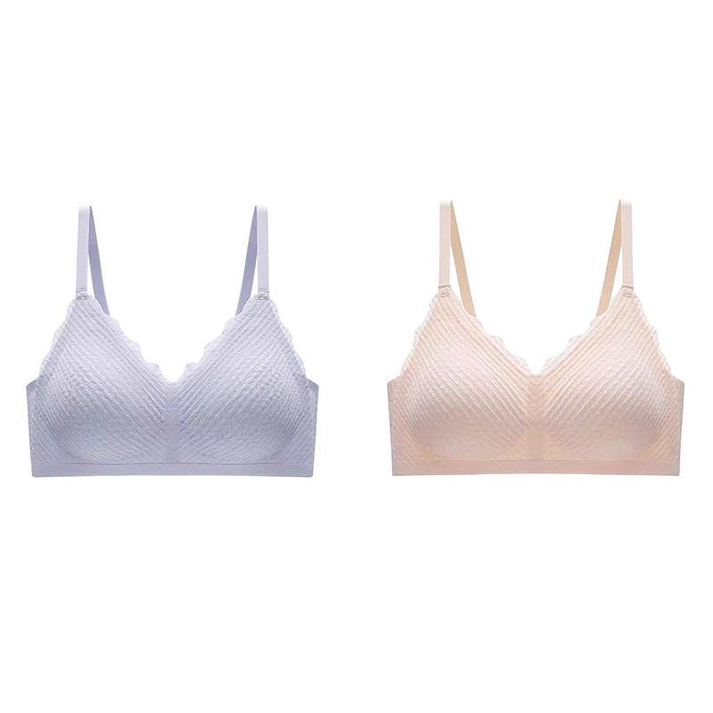 棉基因 蕾丝薄款无痕无钢圈小胸聚拢收副乳透气文胸 女款 组合装