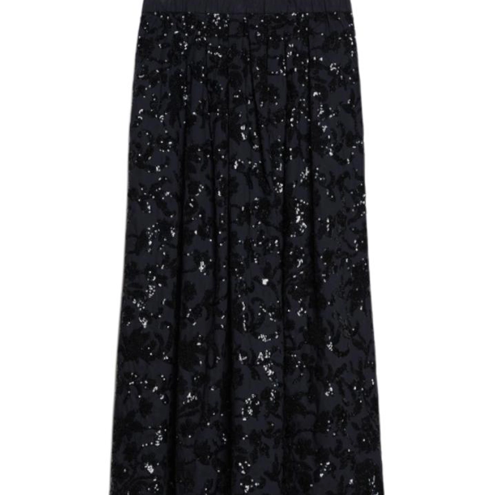 WEEKEND MaxMara Nome Wide Cotton Skirt With Sequins