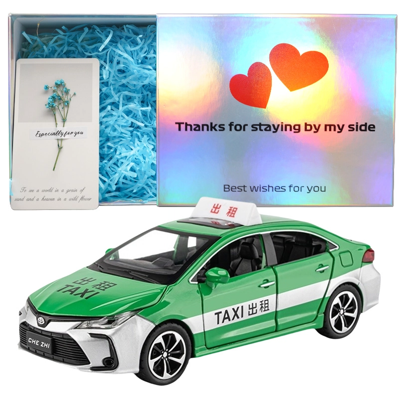 驰誉车玩 丰田 卡罗拉 出租车 合金车模 亮灯响声 回力行驶 车门可开 收藏摆件 成品模型
