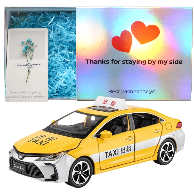 驰誉车玩 丰田 卡罗拉 出租车 合金车模 亮灯响声 回力行驶 车门可开 收藏摆件 成品模型