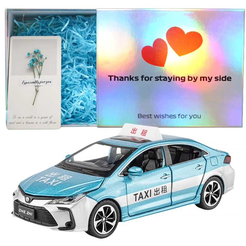 驰誉车玩 丰田 卡罗拉 出租车 合金车模 亮灯响声 回力行驶 车门可开 收藏摆件 成品模型