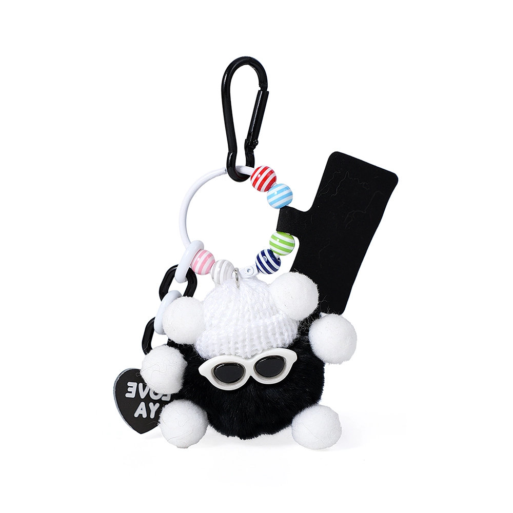 维尼奥 创意蝴蝶结小煤球毛绒车钥匙扣少女心公仔玩偶包包挂饰 聚酯纤维 包周边 女款 棕色