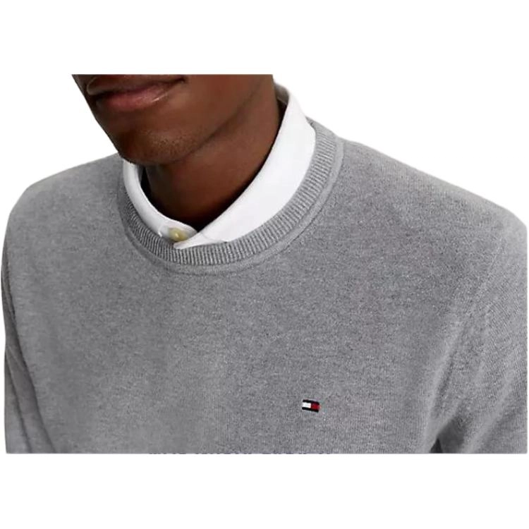 Tommy Hilfiger FW23 Solid Crewneck Sweater Sweaters Grey Heather Logo