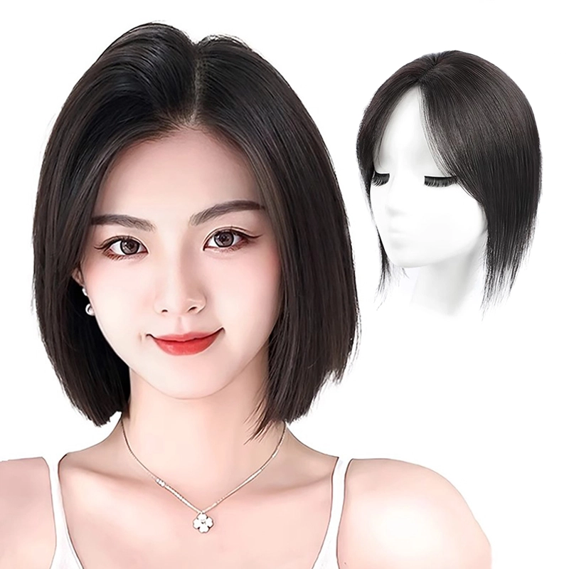 晚晚风假发片女头顶全真人发增量蓬松高颅顶遮白发自然无痕薄款补发片