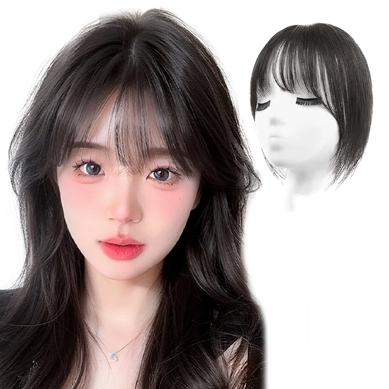 晚晚风假发女头顶八字刘海补发片全真人发蓬松增量遮白发轻薄