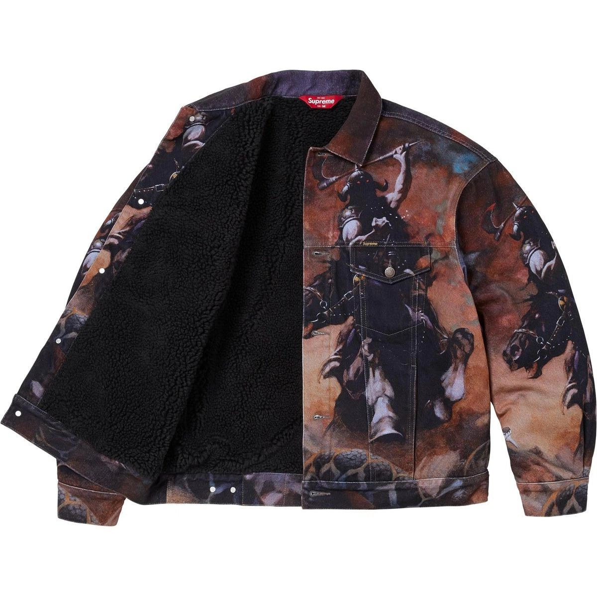 Supreme x Frank Frazetta FW24 WEEK15 Faux Shearling Lined Trucker Jacket