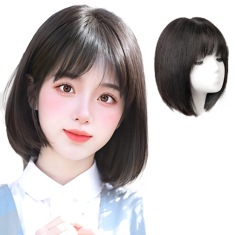 晚晚风 波波头假发套 真发无痕自然减龄短发 棕黑色/冷棕色