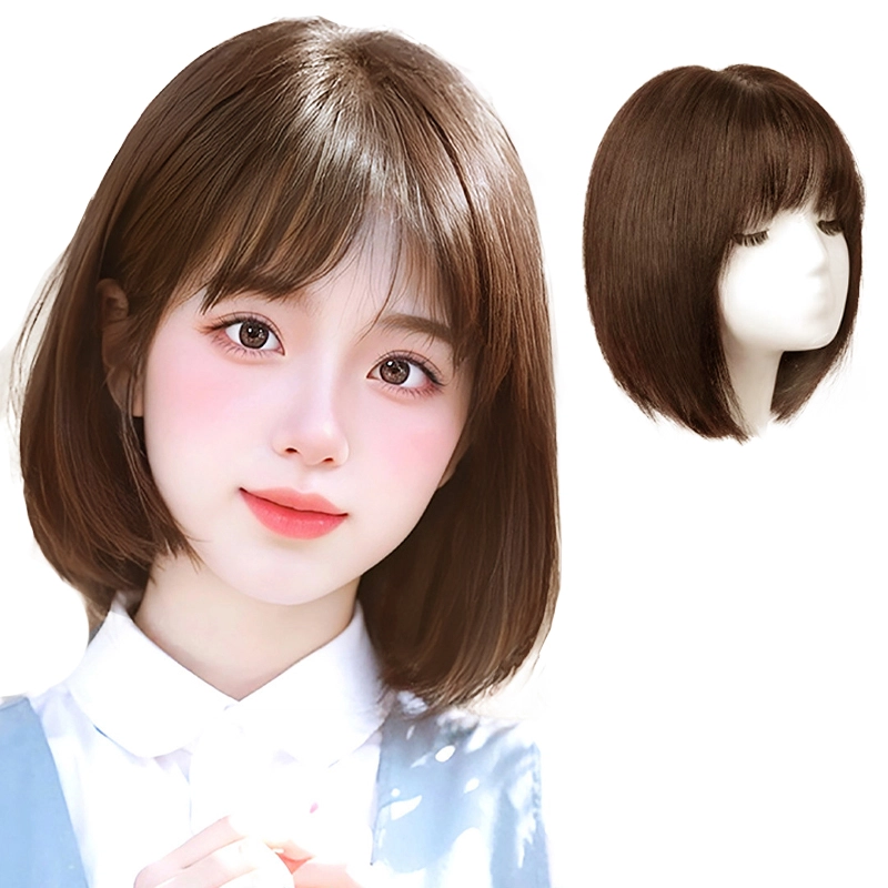晚晚风 波波头假发套 真发无痕自然减龄短发 棕黑色/冷棕色