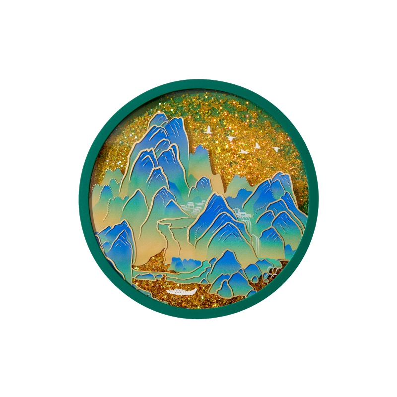 宫廷宝贝 千里江山图流沙杯垫流麻杯垫 亚克力立牌