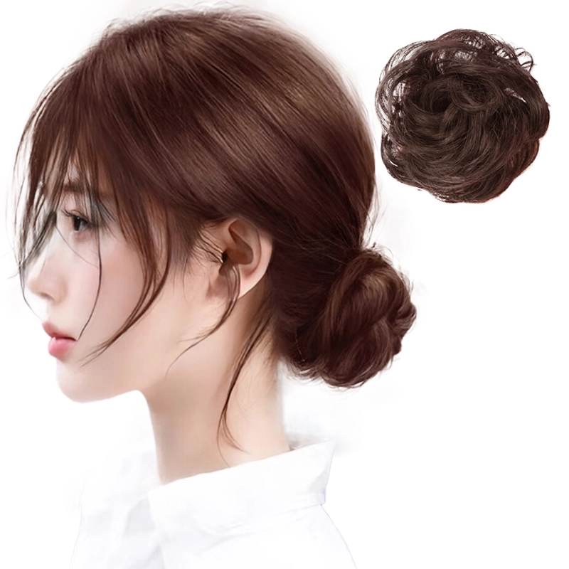 缪斯韵 真发卷发丸子假发 升级锁边工艺不易掉发 自然色/浅棕色/深棕色