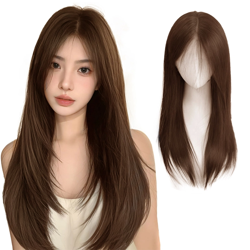 晚晚风假发女片头顶真发蓬松高颅顶补发增发量遮白发轻薄无痕刘海假发片