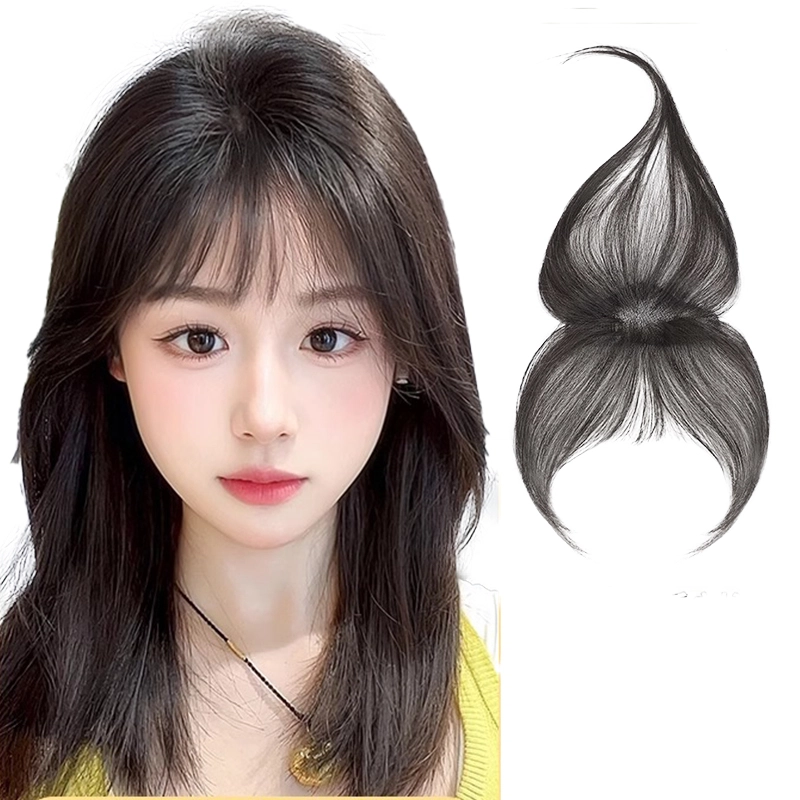 晚晚风 法式刘海假发片 头顶补发前额隐形蓬松颅顶真发发际线 自然色/摩卡棕