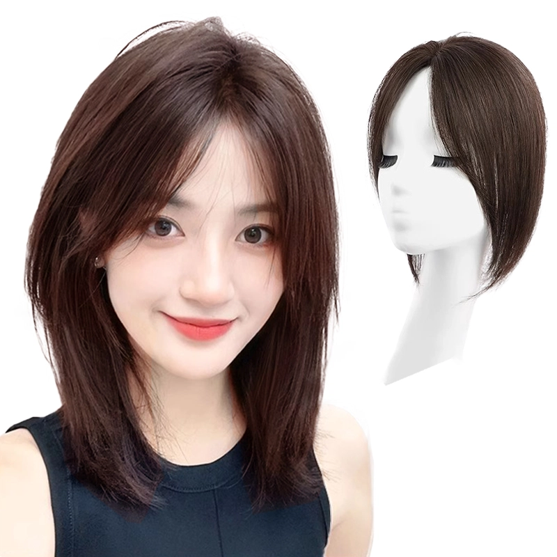 晚晚风 八字刘海假发片 蓬松遮白发高颅顶增发量轻薄无痕 自然色/摩卡棕