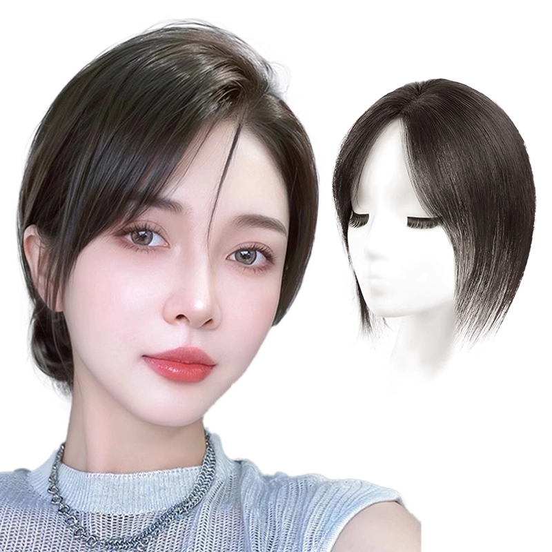 云轻 递针小三角刘海假发 头顶补发高颅顶增发量蓬松真发前额遮秃顶 自然色/摩卡棕