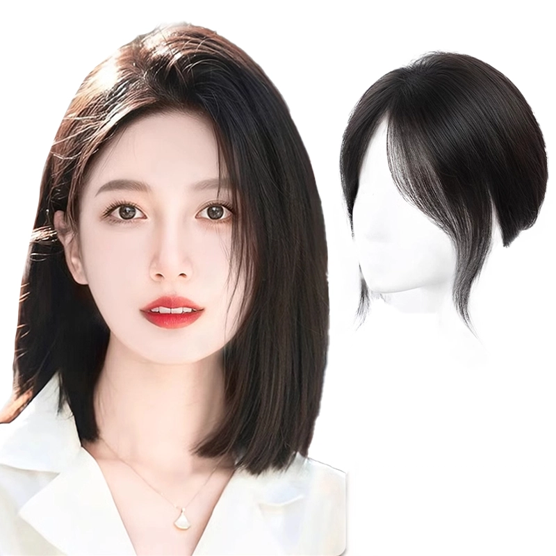 怡泽 刘海假发 女头顶全真发蓬松高颅顶 自然色/摩卡棕