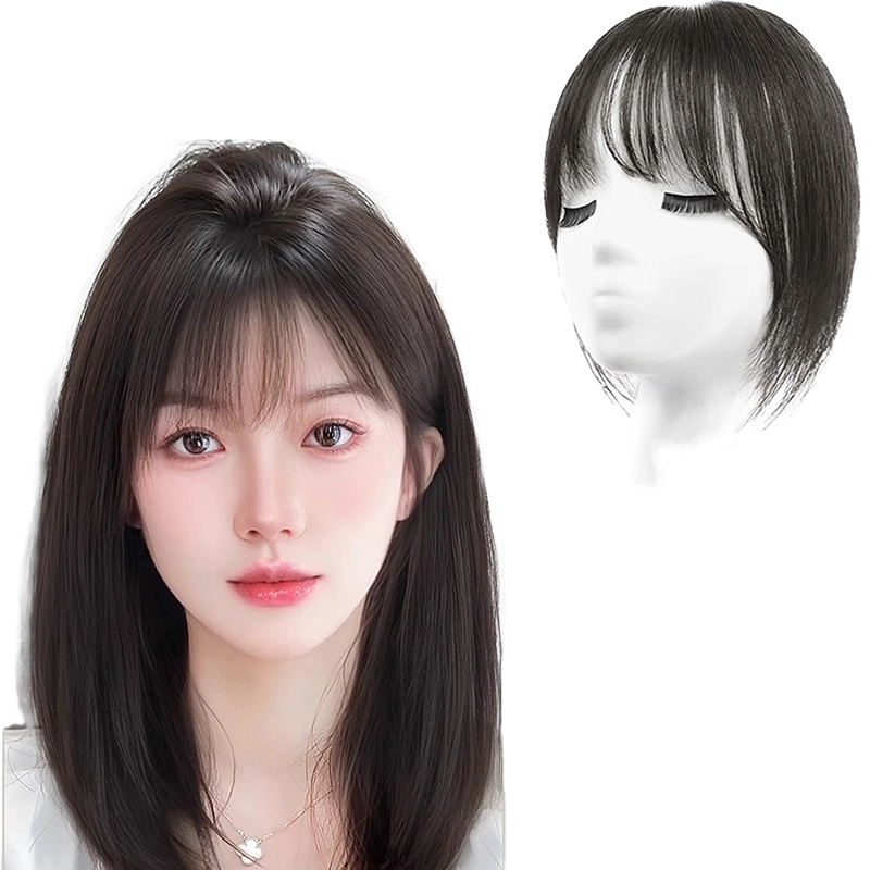 晚晚风 刘海补发片假发 女头顶全真发增发量蓬松遮白发轻薄无痕 自然色/摩卡棕