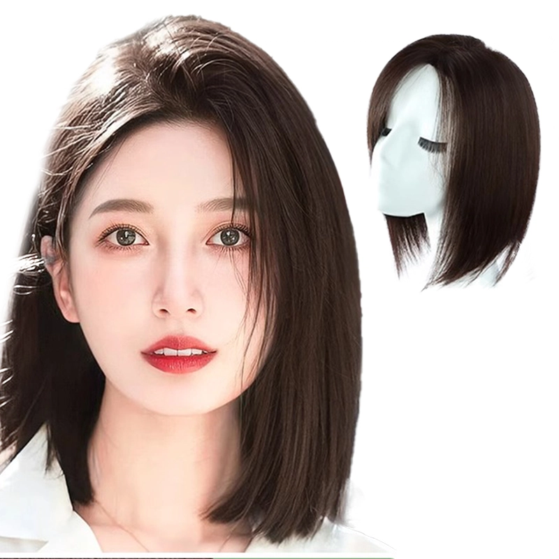 怡泽 蕾丝手织补发片假发 不用戴发网 增发量遮白发 自然色/摩卡棕