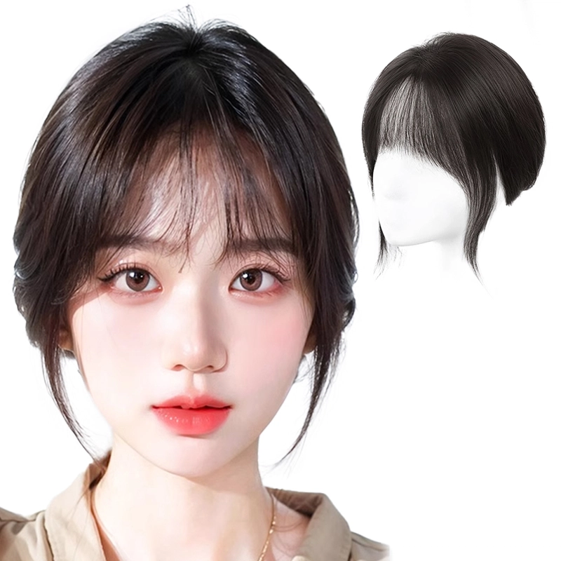 怡泽 胎毛刘海假发 遮白发真发 全真人发无痕递针 自然色/摩卡棕